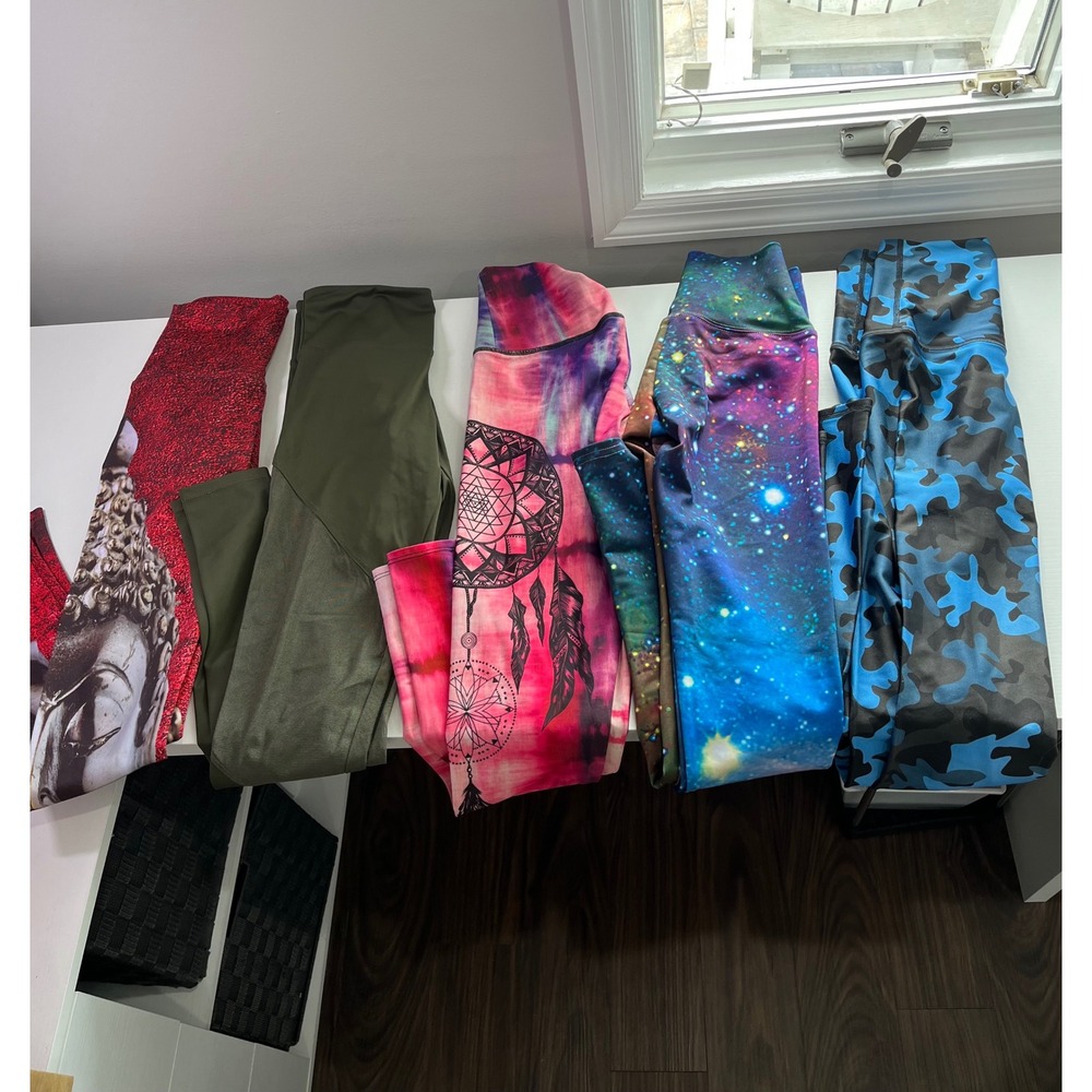 5pc Yoga Leggings Bundle Noli Onzie Emily Hsu Designs XS S Galaxy Buddha Camo